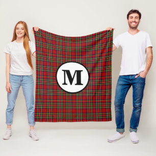 Cobertor De Velo Royal Stewart Tartan Xadrez Escocesa Clan Monogram