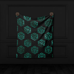 Cobertor De Velo RPG Dice   Emerald Fantasy Tabletop Retro Gamer