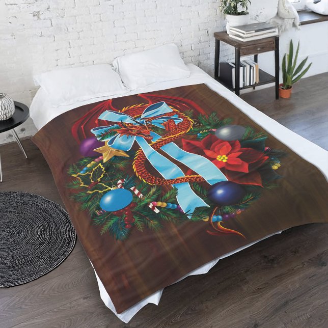 Cobertor De Velo Rua de Natal do Dragão Vermelho (Criador carregado)