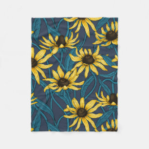 Cobertor De Velo Rudbekia amarela no marinho