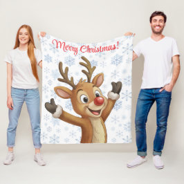 Cobertor De Velo Rudolph com Flocos de Neve Azuis 
