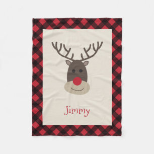 Cobertor De Velo Rudolph Reindeer Personalizou Fleece Blanket