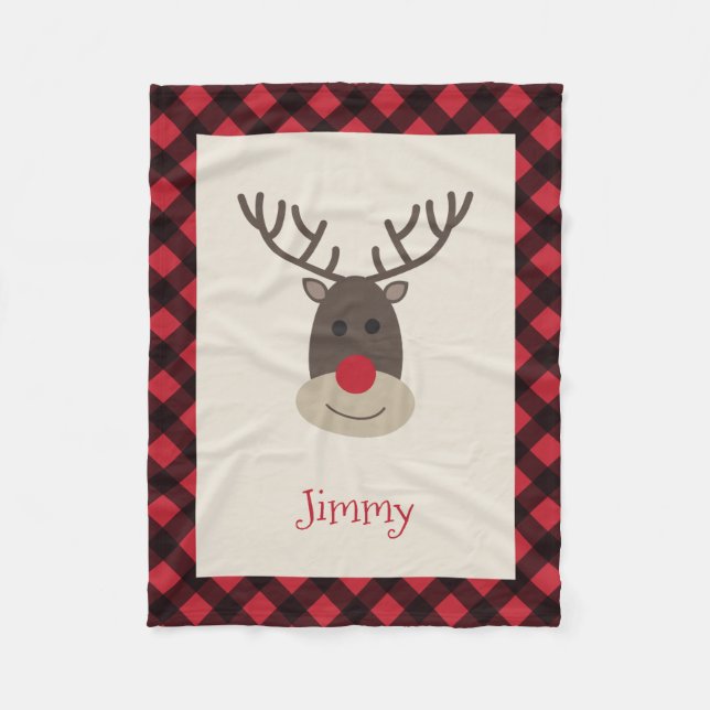 Cobertor De Velo Rudolph Reindeer Personalizou Fleece Blanket (Frente)