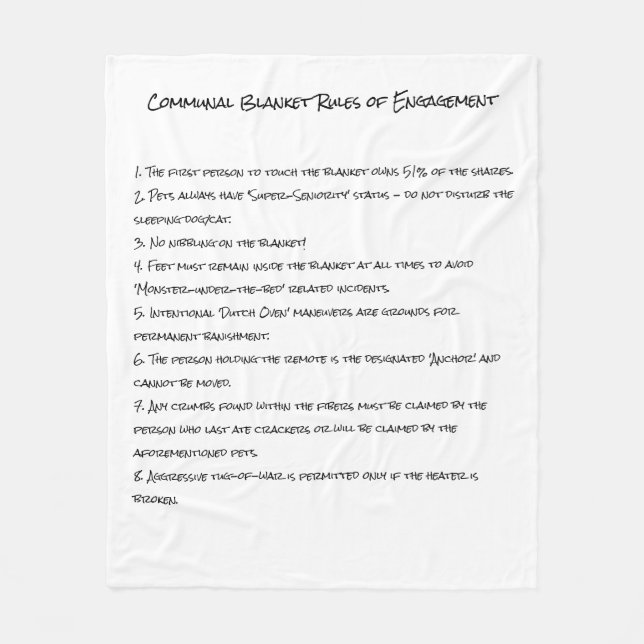 Cobertor De Velo Rules of Engagement  Blanket (Frente)