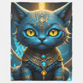 Cobertor De Velo Rune Blue Cat Fleece Blanket