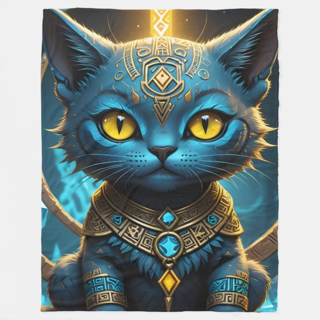 Cobertor De Velo Rune Blue Cat Fleece Blanket (Frente)