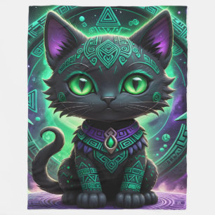 Cobertor De Velo Rune Green Cat Fleece Blanket
