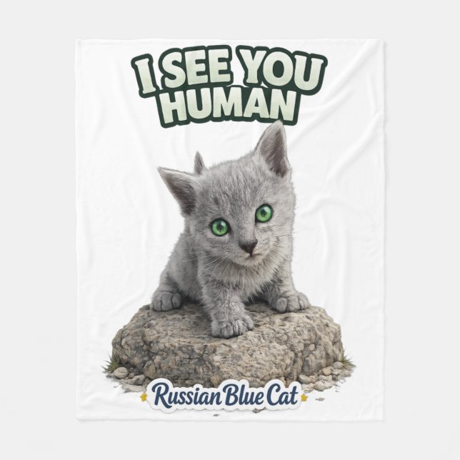 Cobertor De Velo Russian Blue Cat Fleece Blanket (Frente)