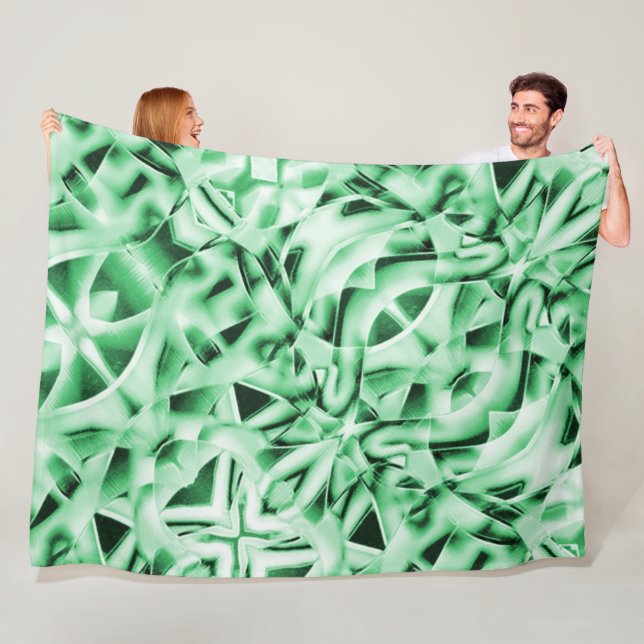 Cobertor De Velo Russo ou não, branco verde estranho entrelaçado (In Situ)