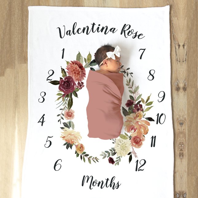 Cobertor De Velo Rustic Bloom Monthly Baby Milestone (Criador carregado)
