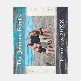 Cobertor De Velo Rustic Blue Wood Frame Family Name