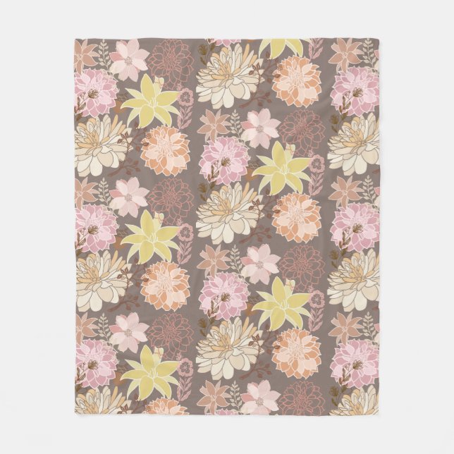 Cobertor De Velo Rustic Boho Asphalt Floral Pattern  (Frente)