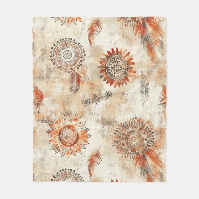 Cobertor De Velo Rustic Boho Mandala Art (Frente)
