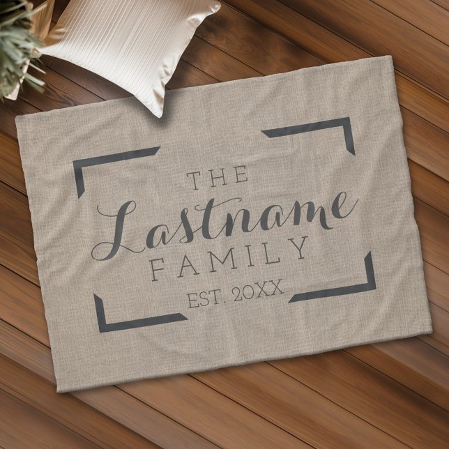 Cobertor De Velo Rustic Burlap - Sinal de Casamento ou Família Pers (Custom Fleece Blanket - Add Photos and Text)