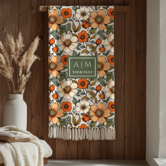 Cobertor De Velo Rustic Copper Sage Olive Fall Floral Aesthetic  (Rustic Copper Sage Olive Fall Floral Aesthetic Blanket)