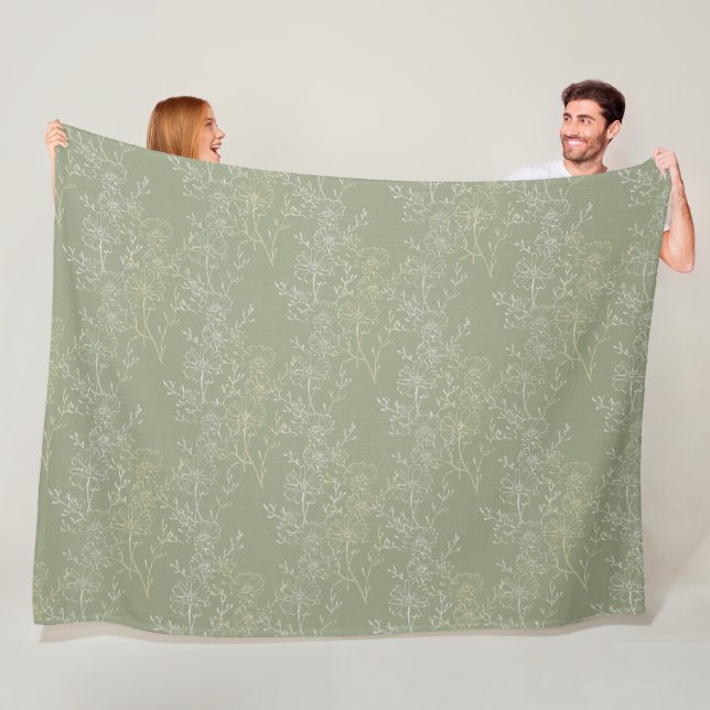 Cobertor De Velo Rustic Daisies on Sage Green, Luxo Botânico (In Situ)