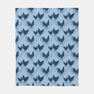 Cobertor De Velo Rustic Farmhouse Hen Pattern – In Blue