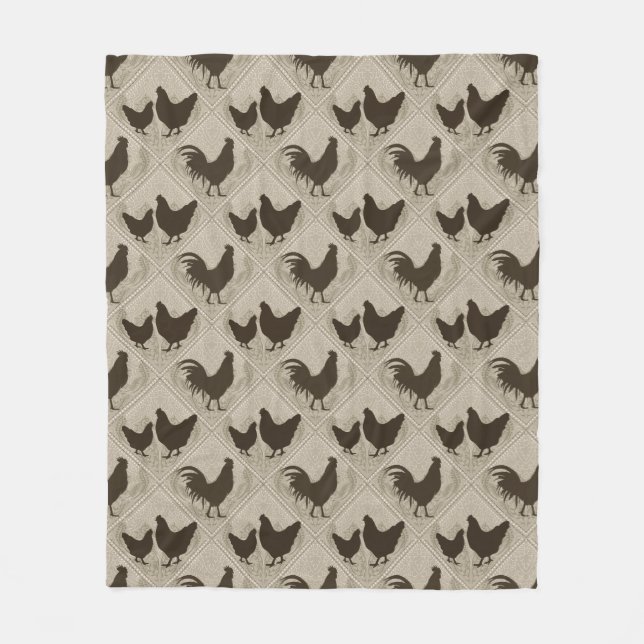 Cobertor De Velo Rustic Farmhouse Hen Pattern – In Gray (Frente)