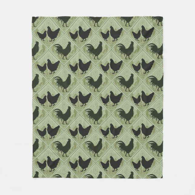 Cobertor De Velo Rustic Farmhouse Hen Pattern – In Green (Frente)