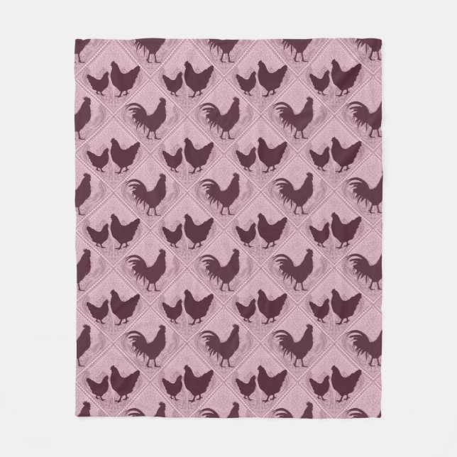 Cobertor De Velo Rustic Farmhouse Hen Pattern – In Pink (Frente)