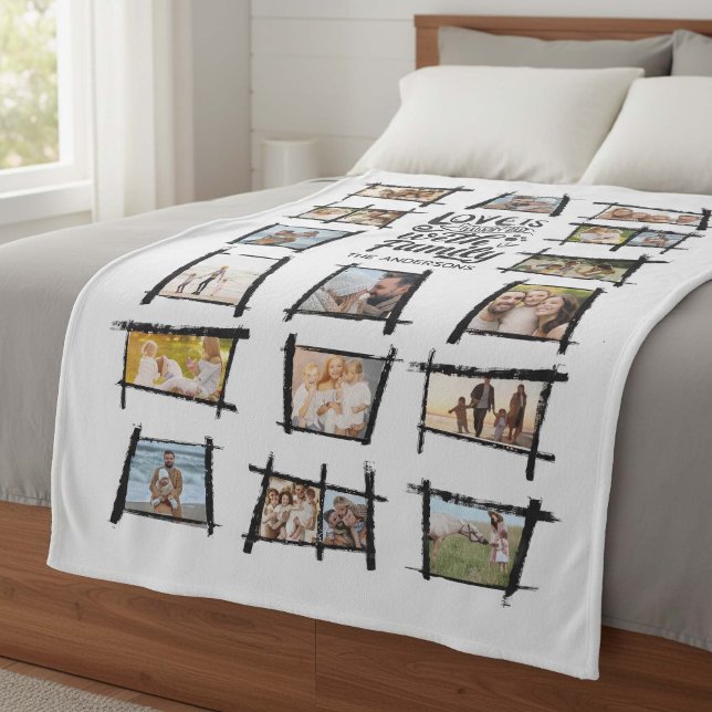 Cobertor De Velo Rustic Frames Black/Wht Love Is Family ID1015 (Criador carregado)