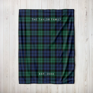 Cobertor De Velo Rustic Green Blue Watch Xadrez Family Name