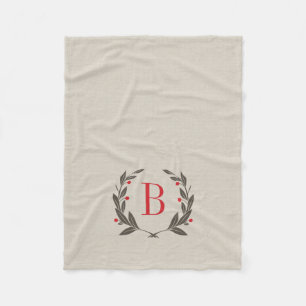 Cobertor De Velo Rustic Holiday Laurel Wreath Monograma