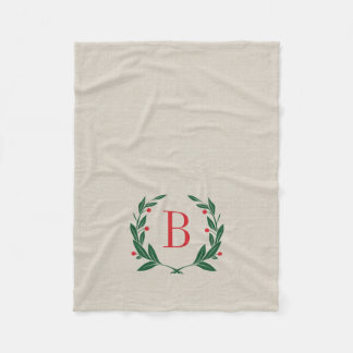 Cobertor De Velo Rustic Holiday Laurel Wreath Monograma