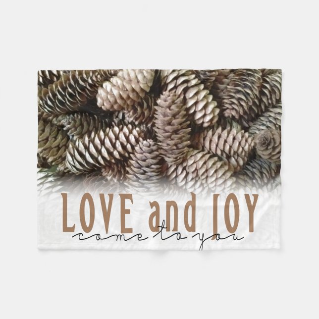 Cobertor De Velo Rustic Holiday Love and Joy Pine Cone (Frente (Horizontal))