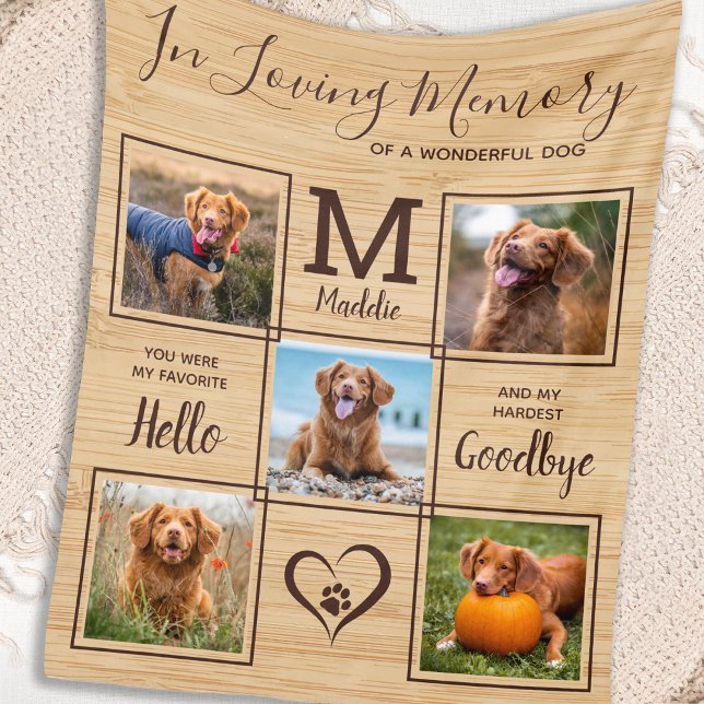 Cobertor De Velo Rustic In Loving Memory Photo Collage Pet Memorial (Criador carregado)