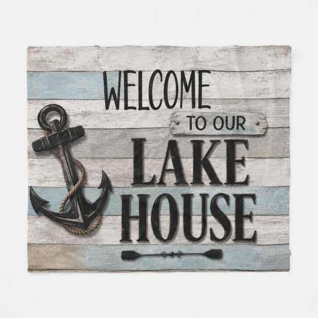 Cobertor De Velo Rustic Lake House Anchor Nautical Coastal  (Frente (Horizontal))