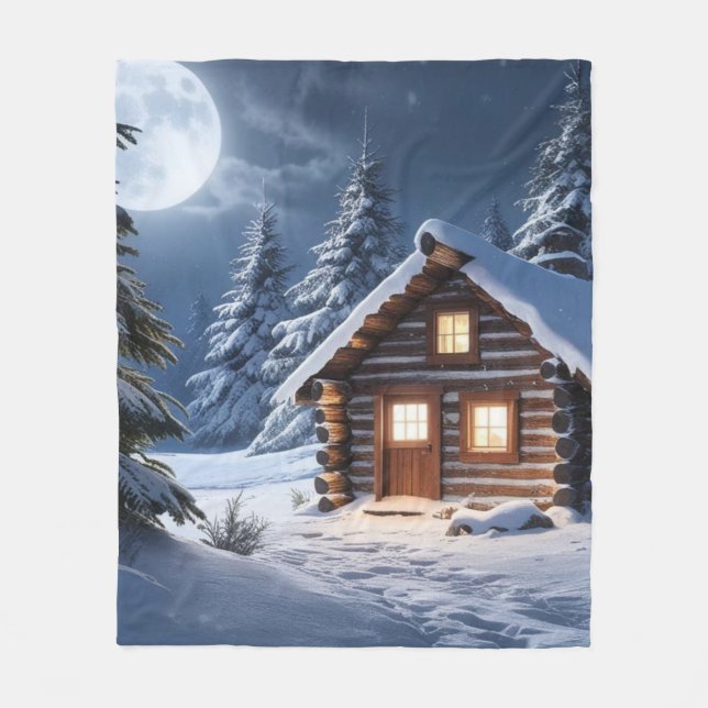 Cobertor De Velo Rustic Moonlight Cozy Winter Cabine (Frente)