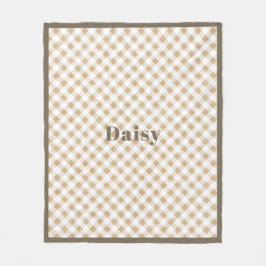 Cobertor De Velo Rustic Neutral Beige Gingham Xadrez Name
