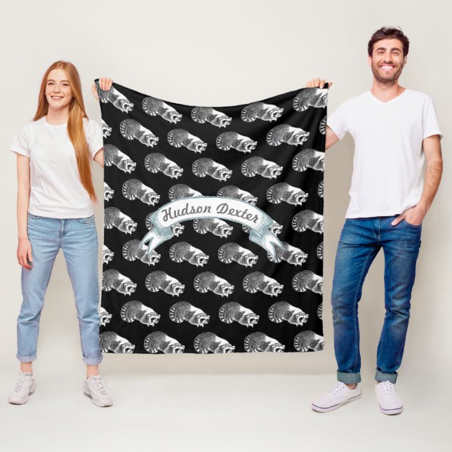 Cobertor De Velo Rustic Raccoon Folk Art Patterno Fleece (In Situ)