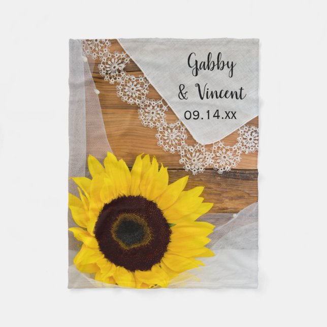 Cobertor De Velo Rustic Sunflower and Lace Country Wedding (Frente)