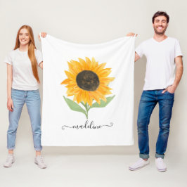 Cobertor De Velo Rustic Sunflower Personalized Name Script