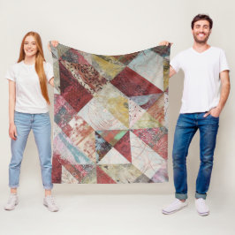 Cobertor De Velo Rustic Terracotta Abstrato Patchwork Botânica