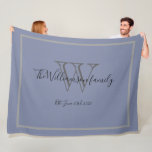 Cobertor De Velo Rustic Wedding Gift Script Chic Keepsasasaame Mono<br><div class="desc">Presente Russo de Casamento e Noivado para Newlyweds Elegante Script Chic Keepsasasakon Monogrammed Blue Fleece Blanket, com sobrenome de Casal personalizado e data estabelecida. Um presente único para recém-casados, para a sua nova vida juntos, ou um presente para o lar. Clique em Personalizar este modelo para personalizá-lo com a inicial...</div>