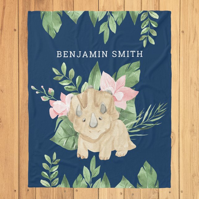 Cobertor De Velo Rústico Aquarela Selva Tricerátops Dinossauro Cint (Criador carregado)