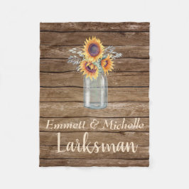 Cobertor De Velo Rústico Sunflower Country Mason Jar Floral Barnyar