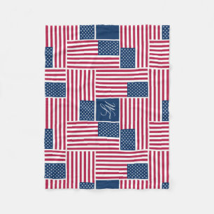 Cobertor De Velo S Monograma Patriótico Bandeira Americana American