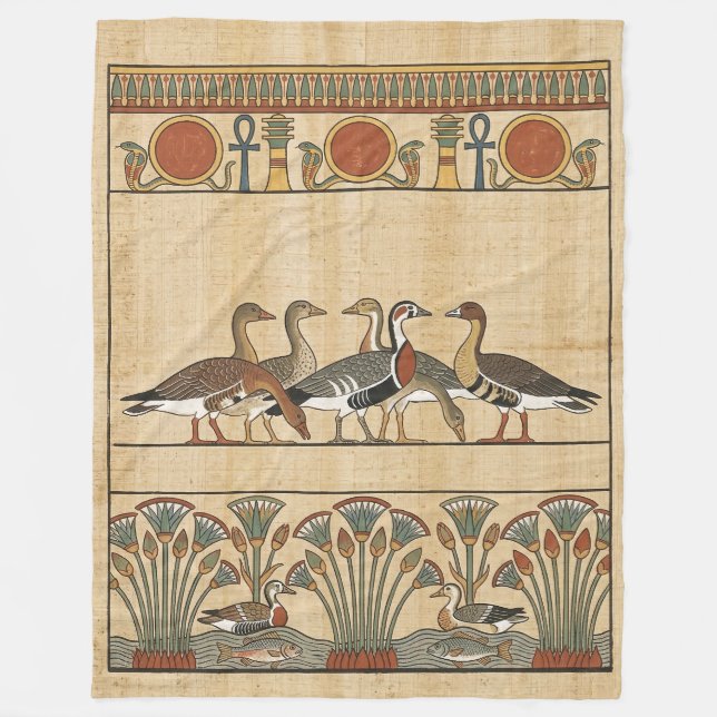 Cobertor De Velo Sacred Meidum Geese & Nile Lotus Ancient Egyptian (Frente)