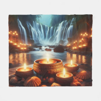Cobertor De Velo Sacred Zen Waterfall Luxury Fleece Blanket 