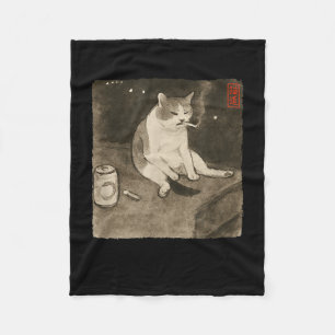 Cobertor De Velo Sad Cat Fumante Engraçado Meme Sumi-e Kit de Arte 