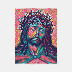 Cobertor De Velo Sad Jesus Christ Face Thorn Crown Abstract art