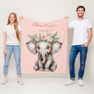 Cobertor De Velo Safari Nursery de Bebê-Elefante Personalizada