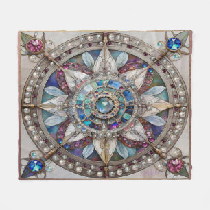 Cobertor De Velo Safiras Rosa e Azul Diamantes Pérolas Mandala