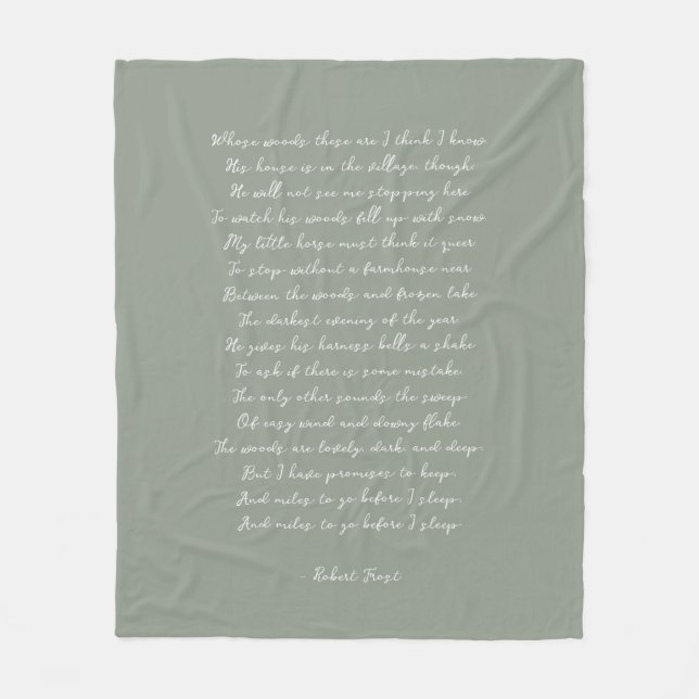 Cobertor De Velo Sage Green Custom Poem Song Lyric Quote  (Frente)