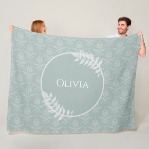 Cobertor De Velo Sage Green Elegant Damask Personalizado