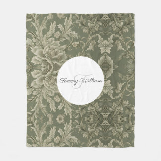Cobertor De Velo Sage Green Flora Elegante Sherpa Blanket